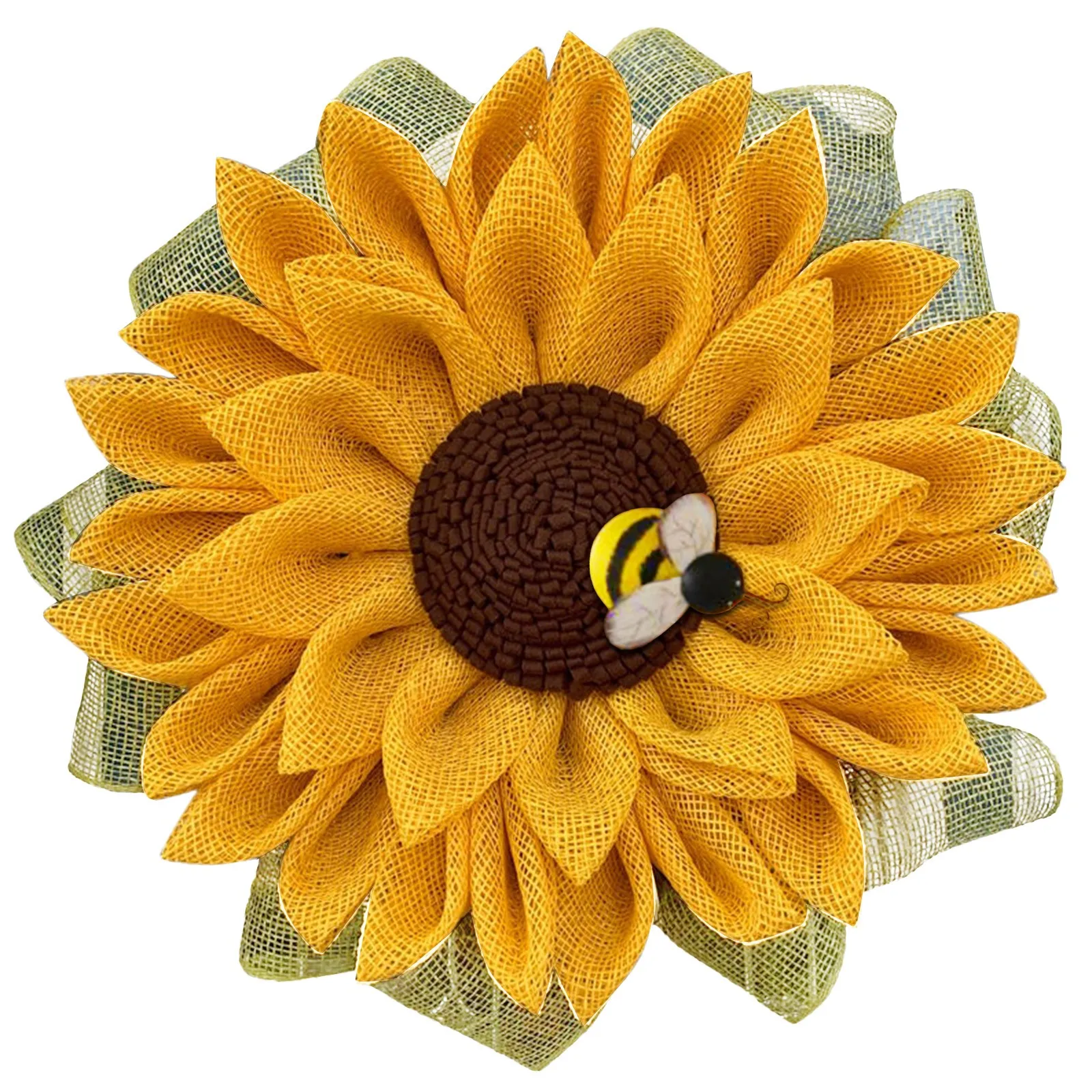 

Simulation Leaf Bee Sunflower Wreath Artificial Garland Hanging Pendants Garden Yellow Green Leaves For Front Door Decoration