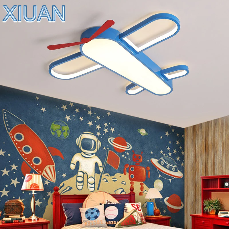 

Children's Room Ceiling Lamp Boy Creative Aircraft Light Remote Control LED Eye Protection Girl Cartoon Room Lamps