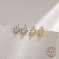 925 sterling silver small fresh inlaid zircon geometry stud earrings women exquisite temperament performance jewelry