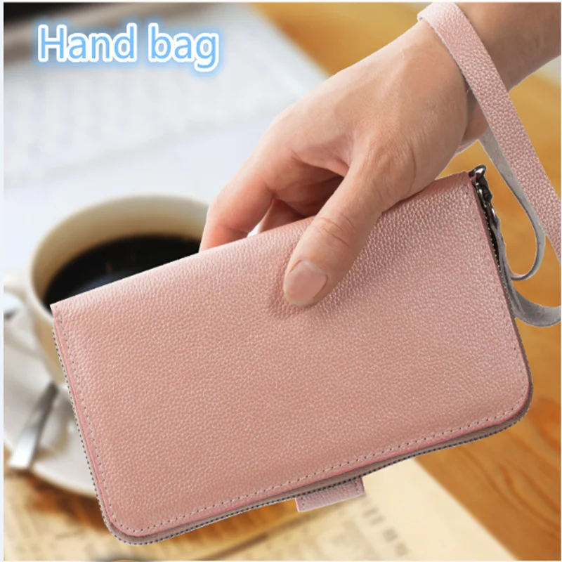 Кошелек из натуральной кожи с ремешком на руку много отделений для карт