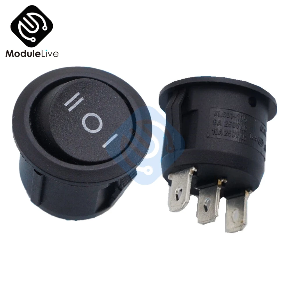 10 шт. миниатюрный круглый черный 3 контактный переключатель SPDT вкл. ВЫКЛ.