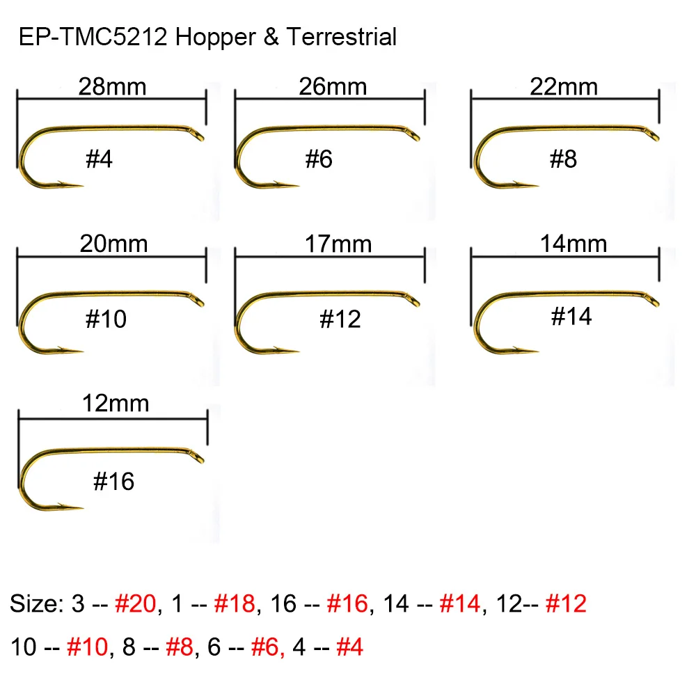 EP-TMC-5212 Eupheng 100 шт. креветки Caddis Pupa Хоппер наземные рыболовные крючки сухая Нимфа мокрая муха рыболовные крючки - Цвет: EP-TMC-5212
