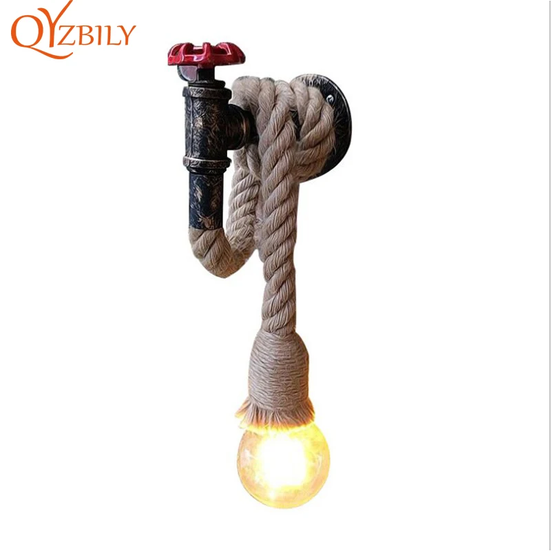 Настенный светильник из пеньковой веревки настенный Индустриальный кованый