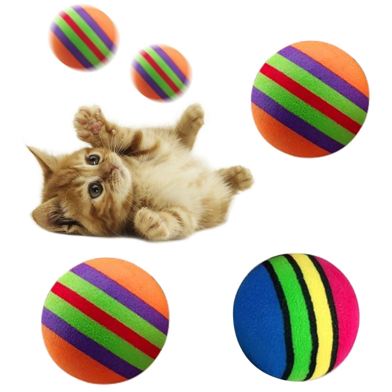 10 Pcs Rainbow Balls Throwing Funny Interactive Play Chewing Rattle Scratch Toy Pet Dog Supplies