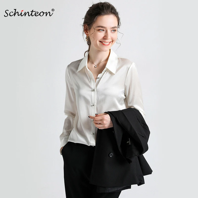 Женская офисная блузка с длинным рукавом и отложным воротником|Рубашки| |