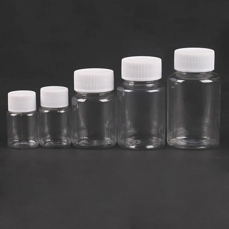

50PCS 15ml/20ml/30ml/100ml Plastic PET Clear Empty Seal Bottles Solid Powder Medicine Pill Vial Container Reagent Packing Bottle
