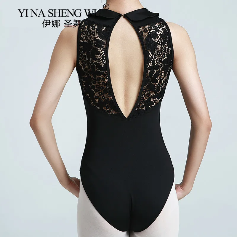 Балетный купальник для женщин высокое качество кружево черный балетный костюм