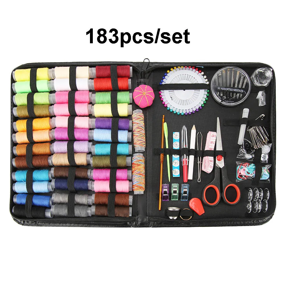 183pcs 27-282 шт./компл. Портативный путешествия швейный набор инструментов для инструментов швейные нитки шприцы Вязание инструменты для игл ткань кнопки ремесла ножницы мама подарки - Цвет: 183pcs