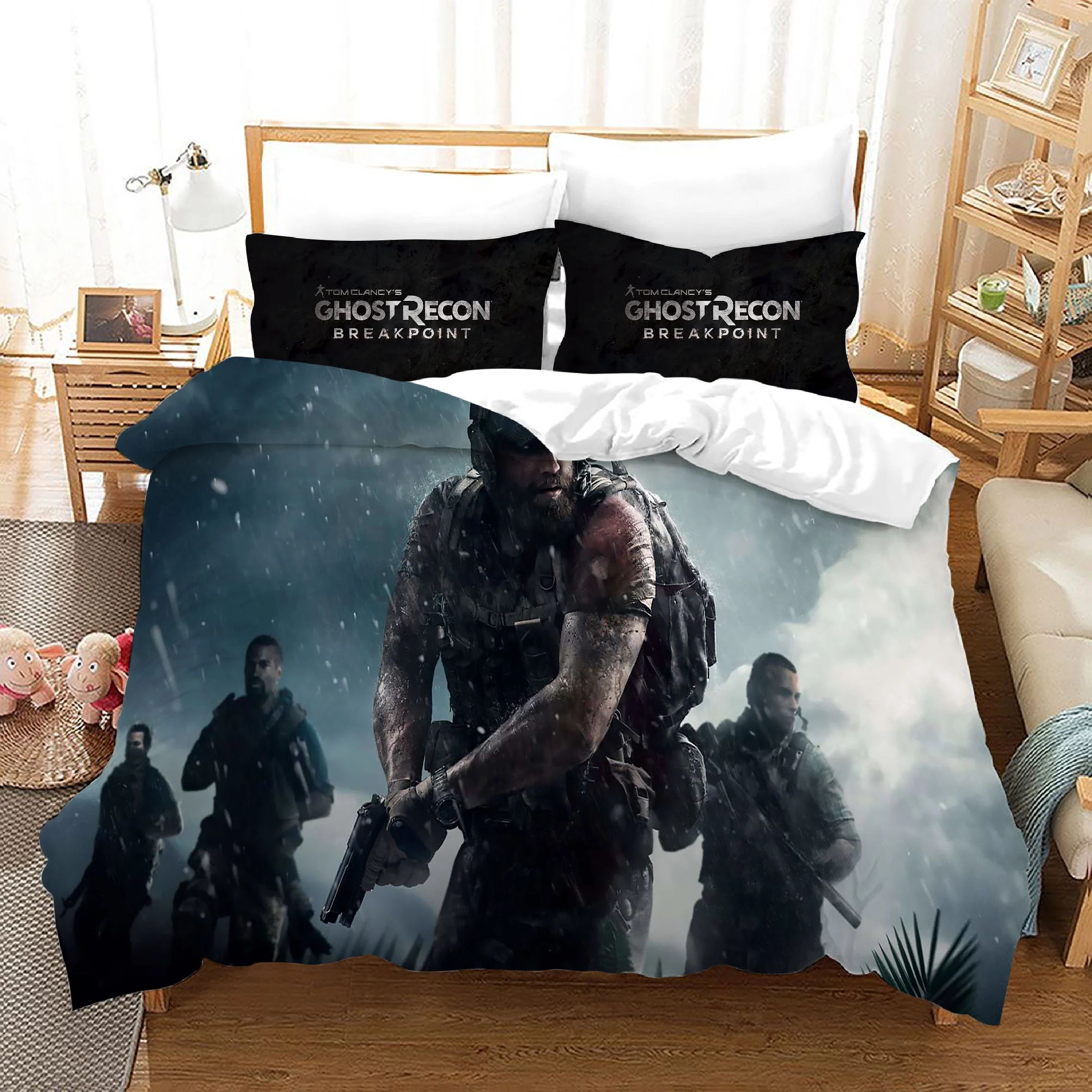 

Ghost Recon Shooting Game Bedding Set Quilt Duvet Cover Pillowcases Bed Cover Set Twin Full Queen King Single Double 2-3PCS