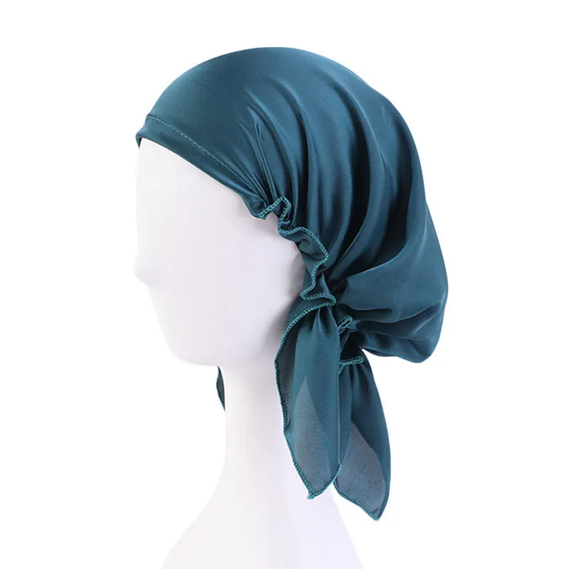 

Cotton Women Turban Hat Solid Color Muslim Hats For Lady Comfortable Headscarf Bonnet India Cap Hair Care Turban Cap Head Warp