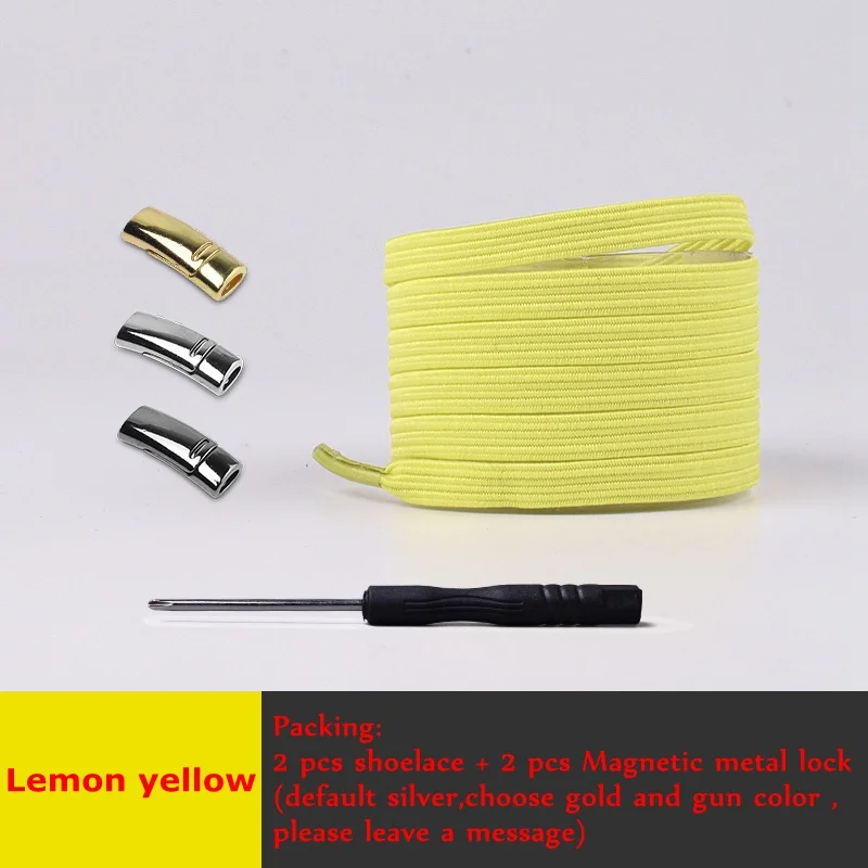 Lemon yellow 1 секунда быстрые магнитные шнурки эластичные плоские шнурки обуви высокого качества без шнурка для отдыха на открытом воздухе кроссовки ленивые шнурки - Цвет: Lemon yellow