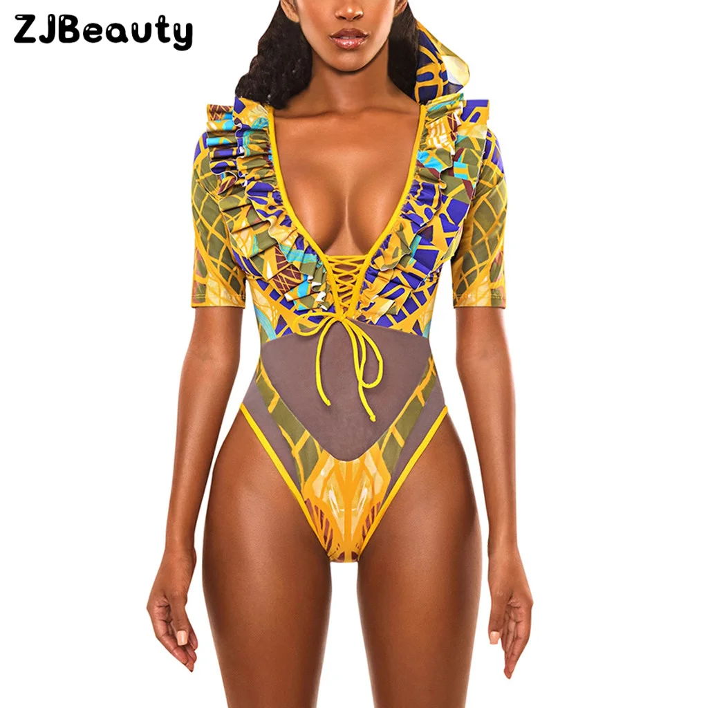 Летний женский купальник бикини с Африканским принтом бюстгальтером пуш-ап