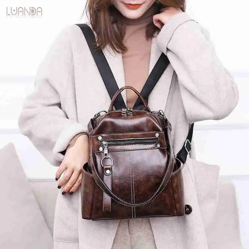 Модный кожаный рюкзак Женские винтажные рюкзаки для девочек подростков