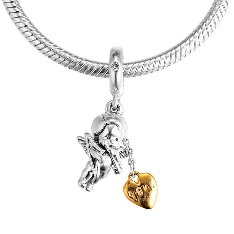 

Shine Cupid and You Hanging Charm Sterling Silver Jewelry Beads For Jewelry Making Fits Original Charms Bracelets For Woman