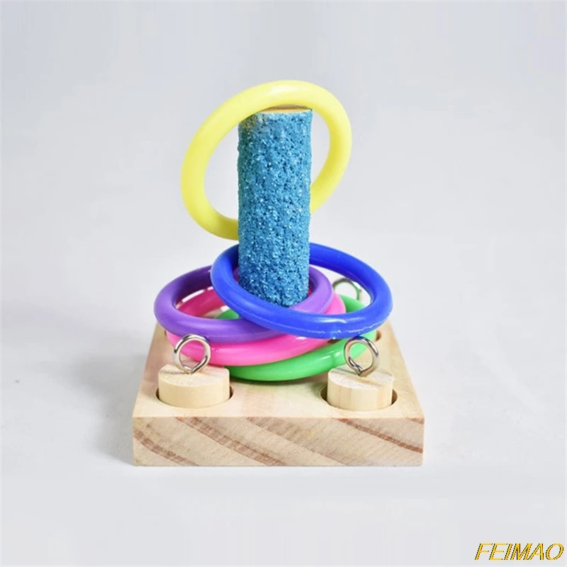 Деревянная платформа с птицами и попугаями пластиковые кольца развивающая