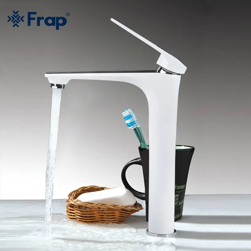 Белый смеситель для раковины в ванной комнате FRAP смесители с высокой водой