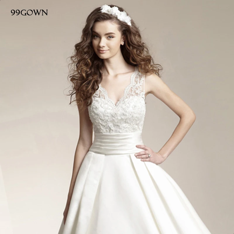 99GOWN 2019 роскошное атласное свадебное платье сексуальное с открытой спиной на