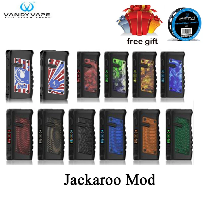 Оригинальный Vandy Vape Jackaroo Mod 100 Вт бокс мод совместим с одной батареей 21700/18650 для