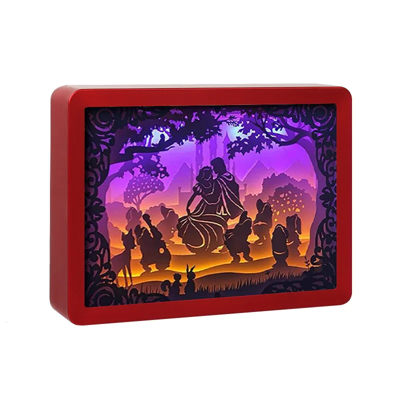 

Led Shadow Box Frame Snow Princess Fairy Lights Light Box Paper Cut 3D Children'S Night Light Photo Frames New Year Gifts 2022