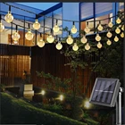 Светодиодная Водонепроницаемая гирлянда на солнечной батарее, 20, 50 светодиодов в хрустальном шаре светильник лампа на солнечной батарее для внутреннего дворика, газона, сада, свадьбы, вечеринки, украшение
