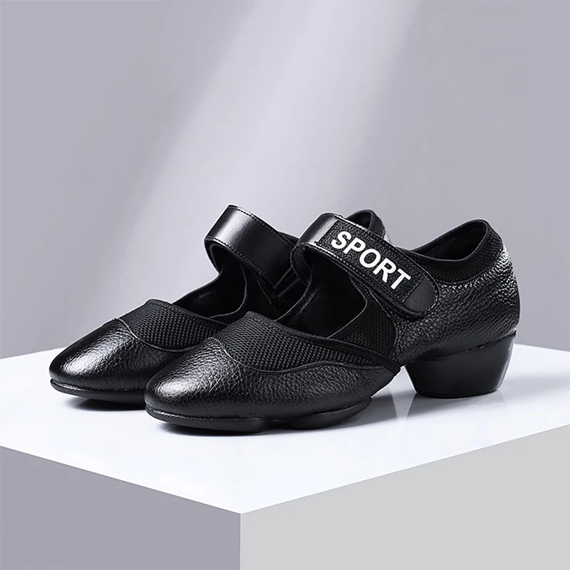 Dance Shoes For Women Low-heel Soft-soled Shoes Ballroom Dancing Summer Mesh Latin Shoes Breathable Split Sole Red Black Colors