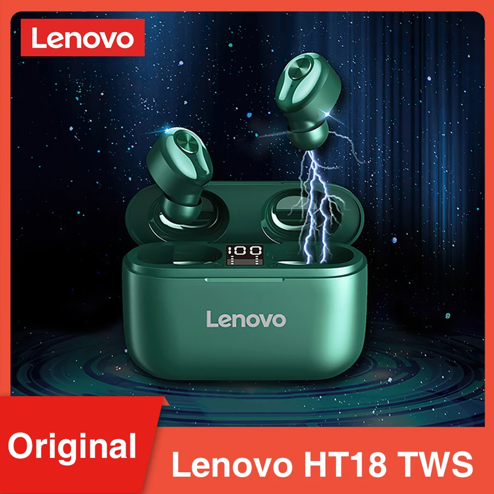 Lenovo HT18 Наушники Bкладыши TWS Гарнитура Bluetooth LED Дисплеем Aккумулятор Большой Eмкости