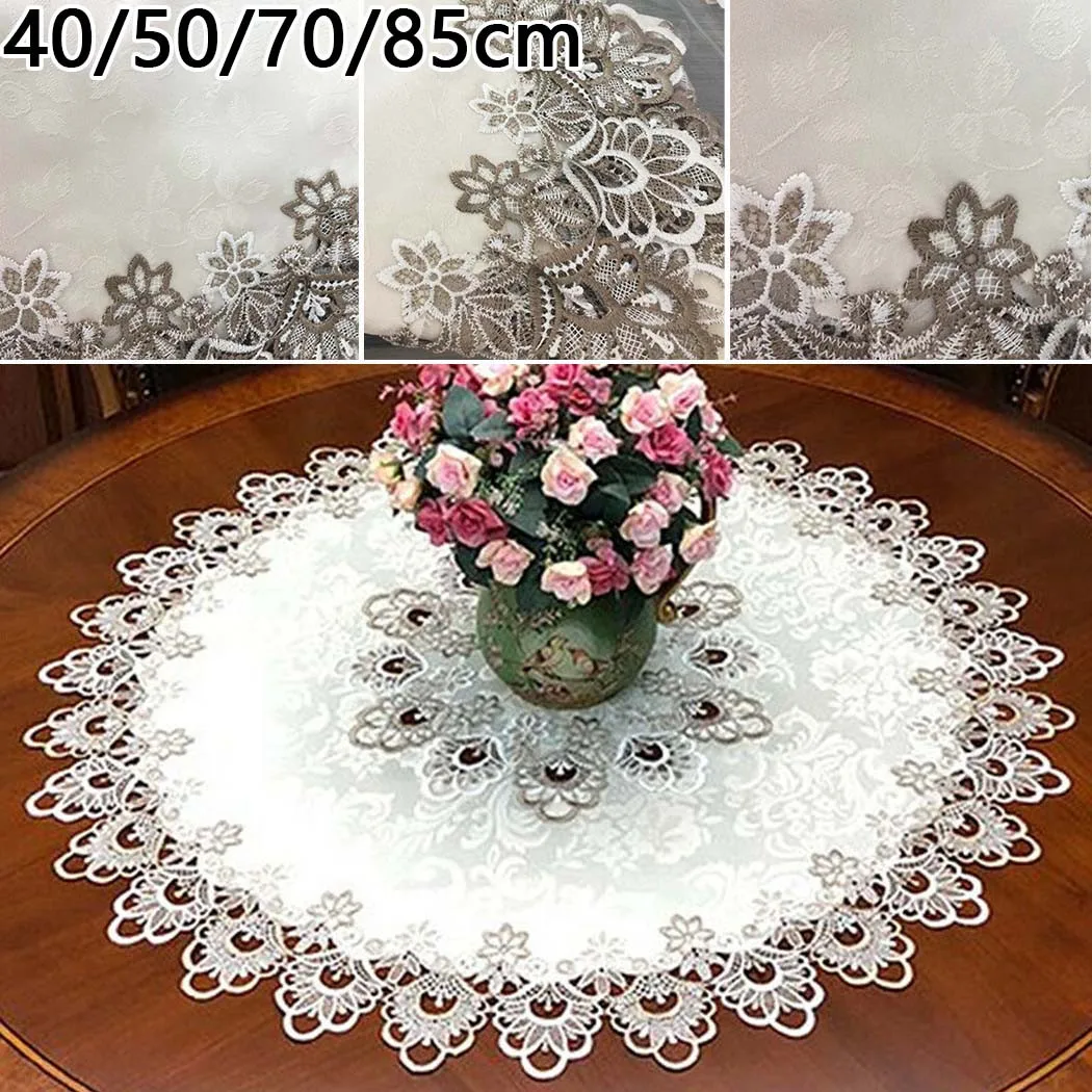 

1PC Round Tablecloth Lace Floral Table Cover Dustproof Home Festival Table Cloth Placemat Tea Towel Kitchen Wedding Home Decor