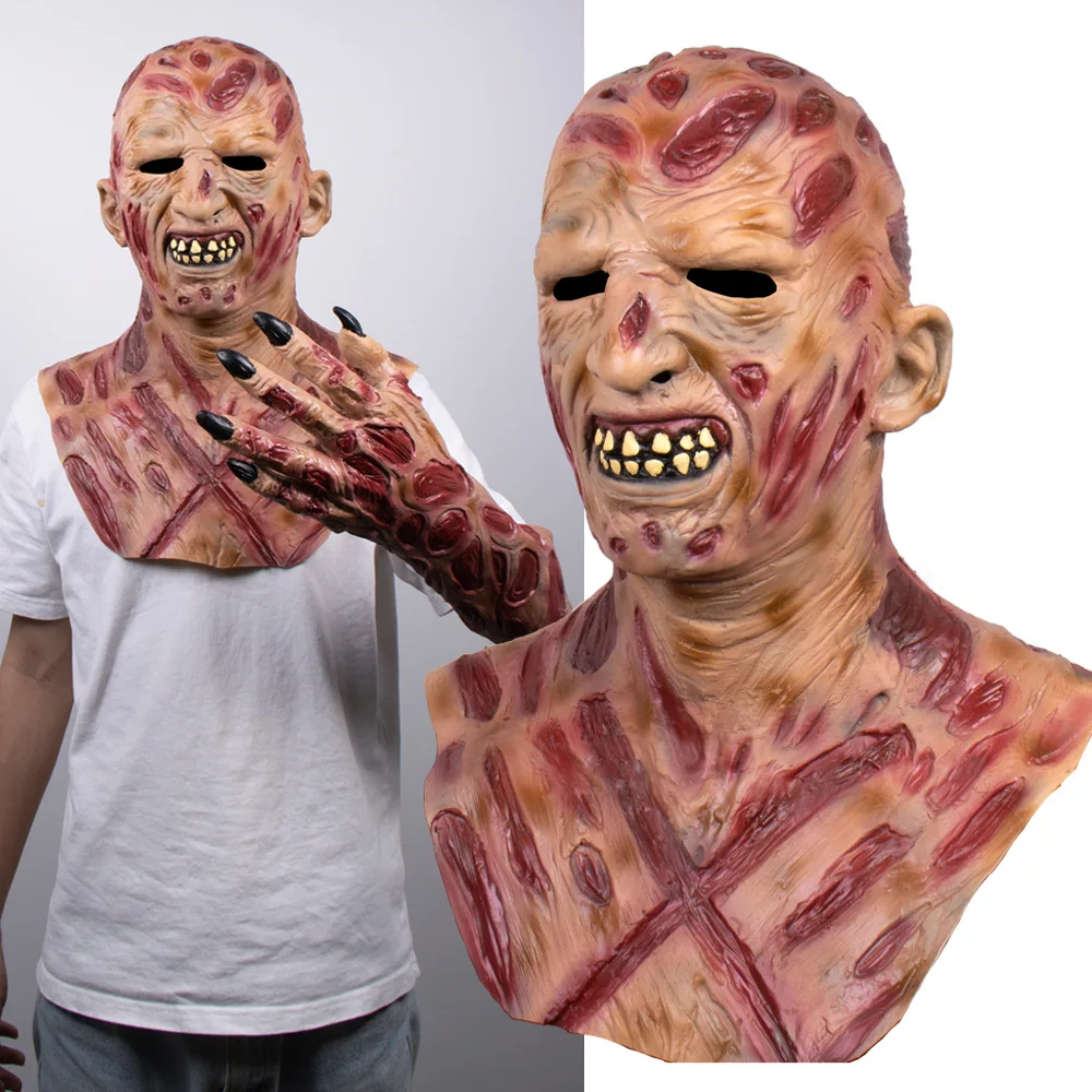 Латексная маска Реалистичная Рабочая перчатки роскошная Фредди Крюгер страшная