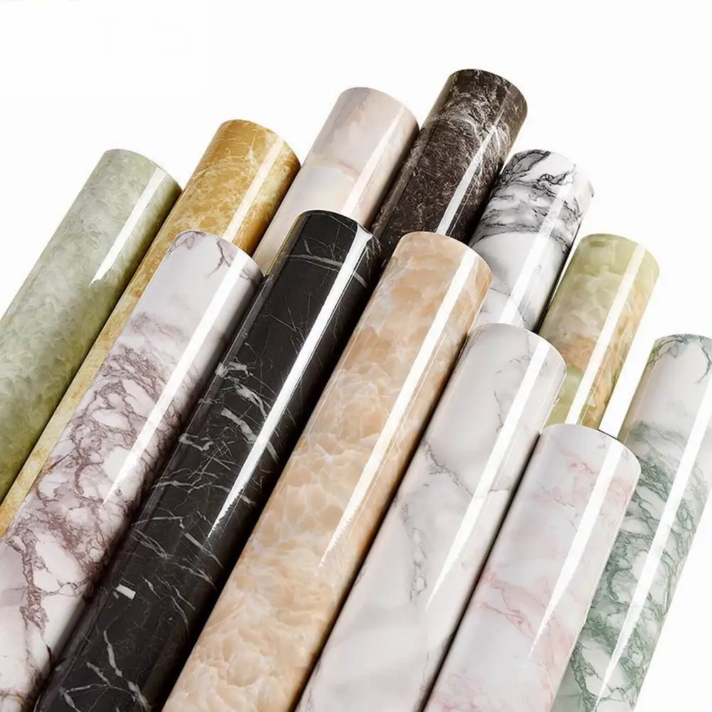 

1Pc PVC Wallpaper Marble Pattern Sticker Waterproof Oilproof Self-Adhesive Backsplash For Kitchen Bathroom 23.6"x39.4" Roll