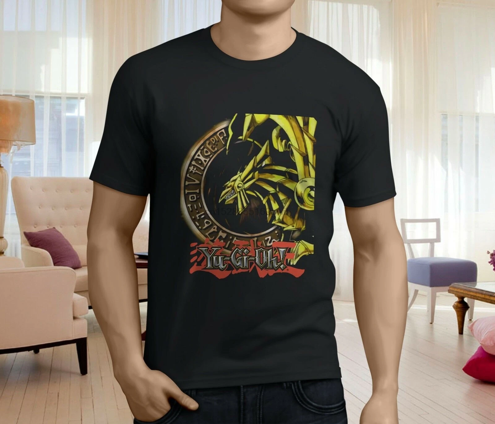 

New Popular YU GI OH Egyptian God Cards Anime Mens Black T-Shirt Size S-3XL