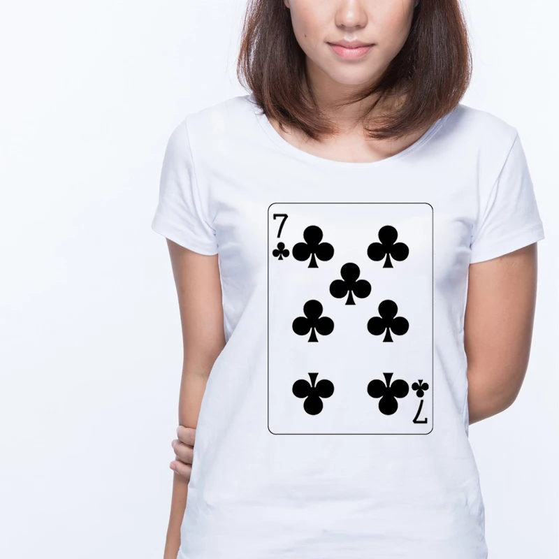 Топы с игральными картами goth футболки забавными 7 harajuku poker Винтажная футболка