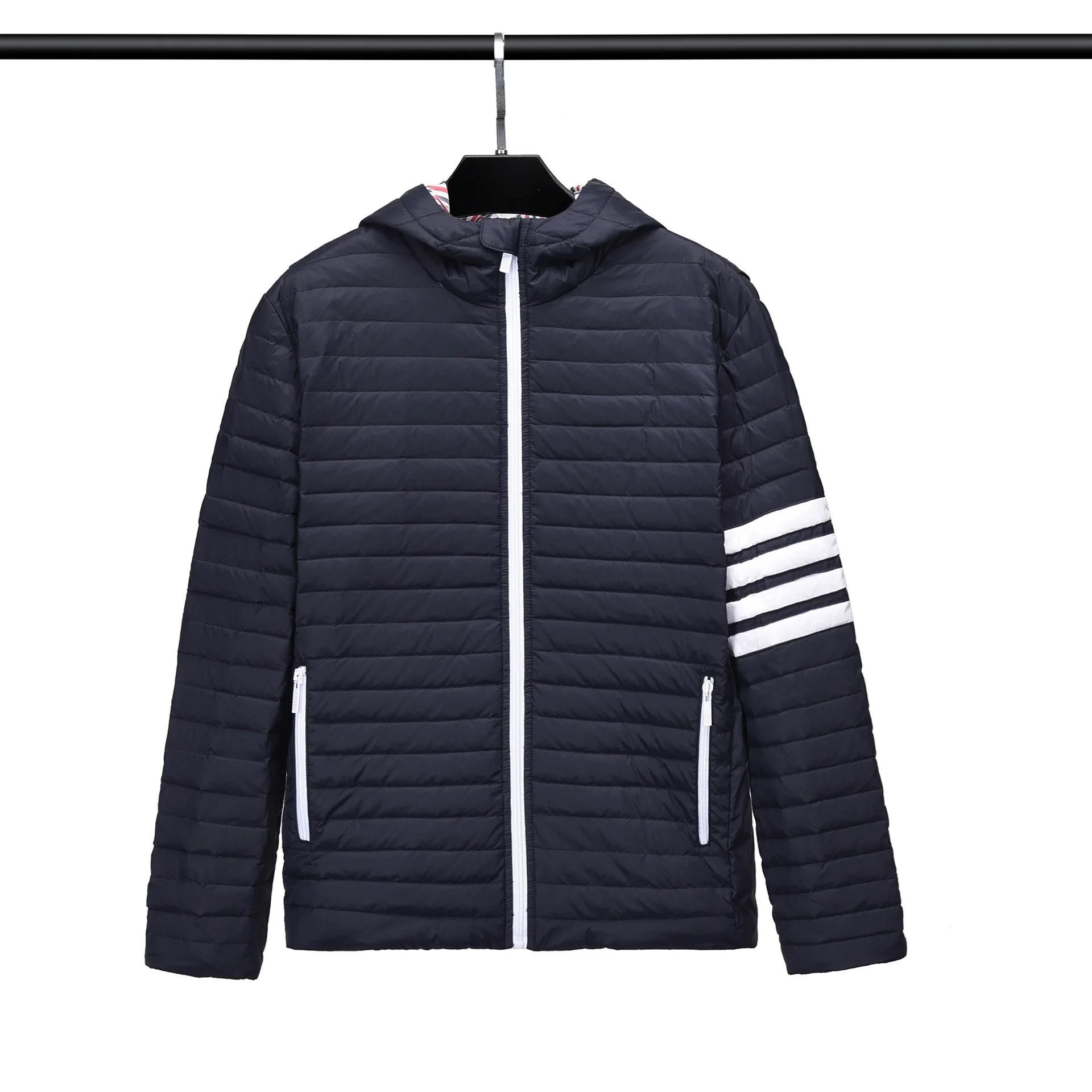 THOM BRUN's new TB Lightweight Down Jacket Men and women's Hooded zipper Casual down Grey duck ultra-light down jacket