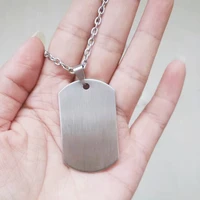 military army dog tag pendnat necklace stainless steel 45x27x1 6mm brush blank charm with rubber silencer men necklaces