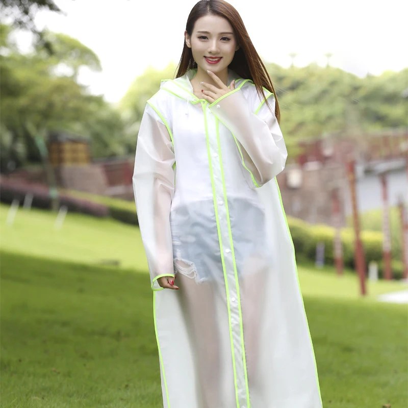 Прозрачный дождевик из ЭВА Женский с капюшоном длинная куртка водонепроницаемый