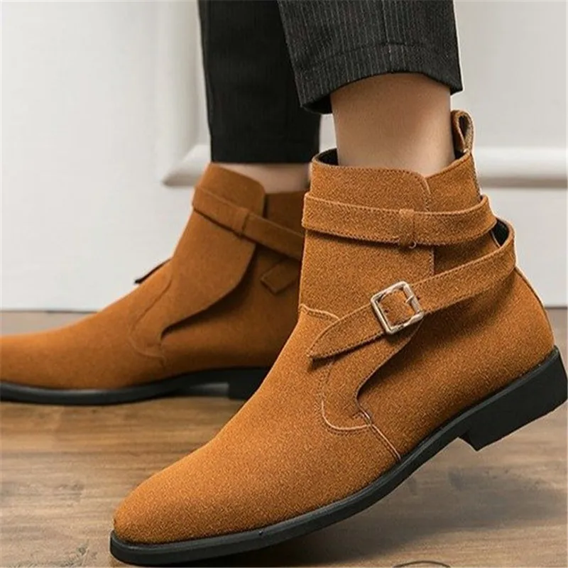 

Модные мужские ботинки челси из нубука, размер 38-48, роскошные ботильоны в британском стиле на весну и осень, мужская деловая Классическая об...