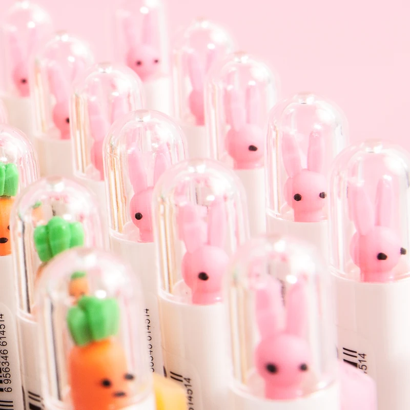 JIANWU 4pcs/set Cute cartoon Radish and rabbit gel pen modelling neutral school stationeries pens lot|pen lot|gel penstationery |
