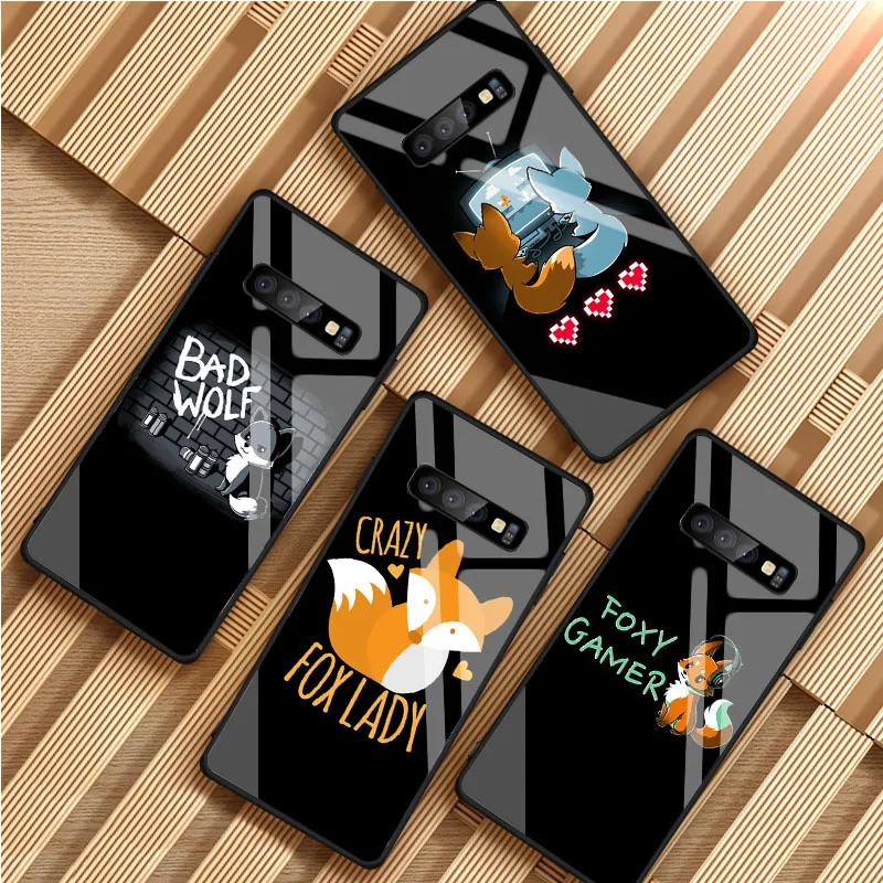 

2020 Orange Cartoon Cute Fox Tempered Glass Phone Case For Samsung S21 S20 A11 S10 S10E S9 S8 Plus Lite Note20 Note10 Ultra