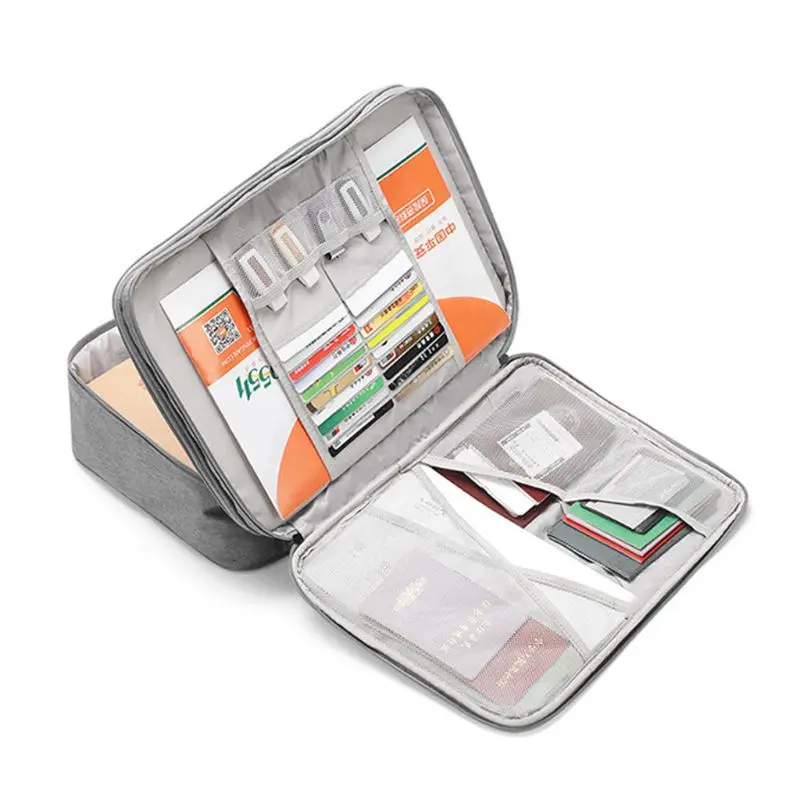 Double Layer Document Ticket Bag Zipper Storage Large Capacity Certificates Files Organizer Travel | Канцтовары для офиса и