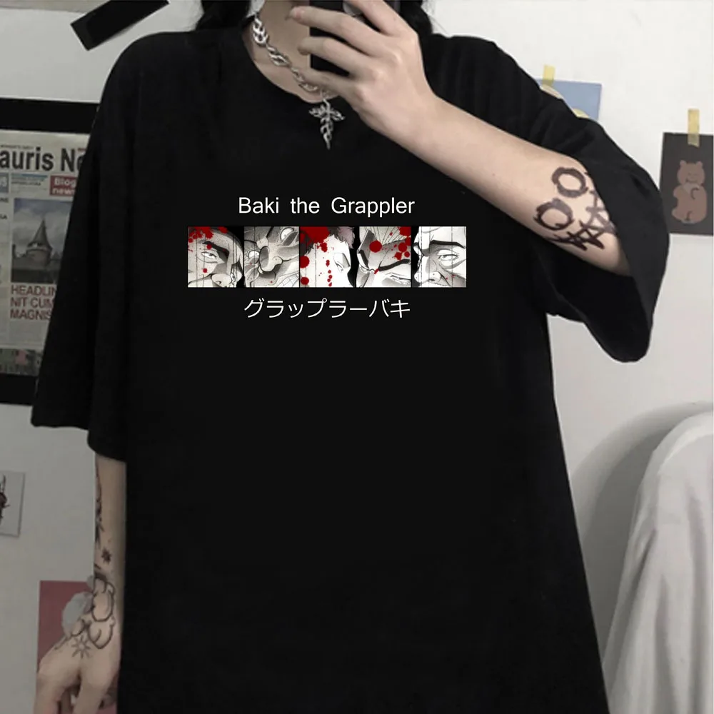 

Anime Eyes Print T-Shirt Hanma Baki Fashion Summer Casual T-Shirt Cool Baki The Grappler Short Sleeve