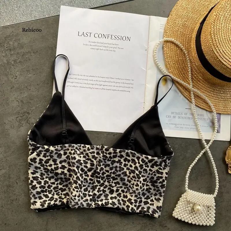 

Summer Fashion Vest Ladies Sleeveless Lace Casual Vest Top Black and White Leopard Print Slim Short Vest Lace Top Topc