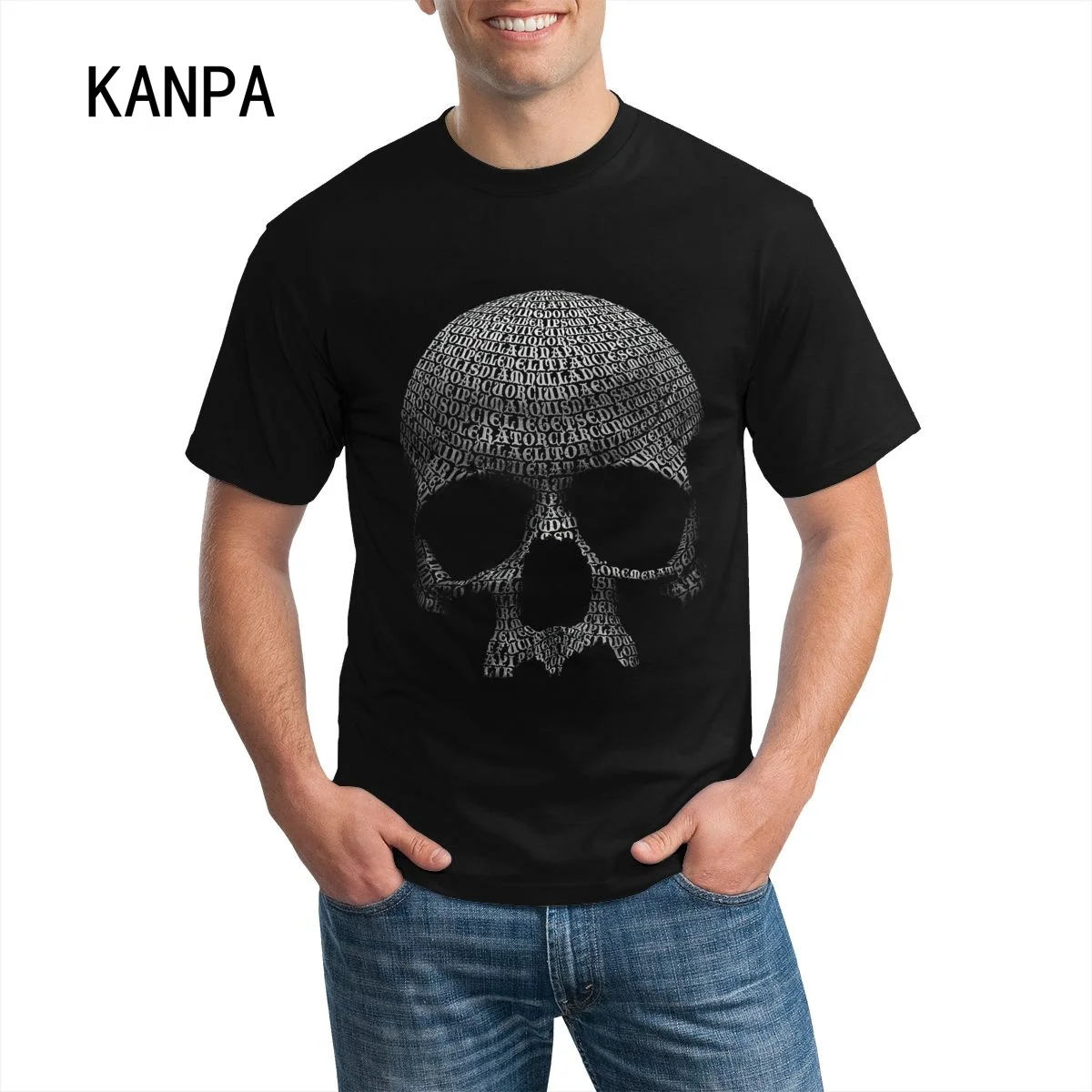 Футболка KANPA мужская с принтом черепа брендовая тенниска из хлопка топ для