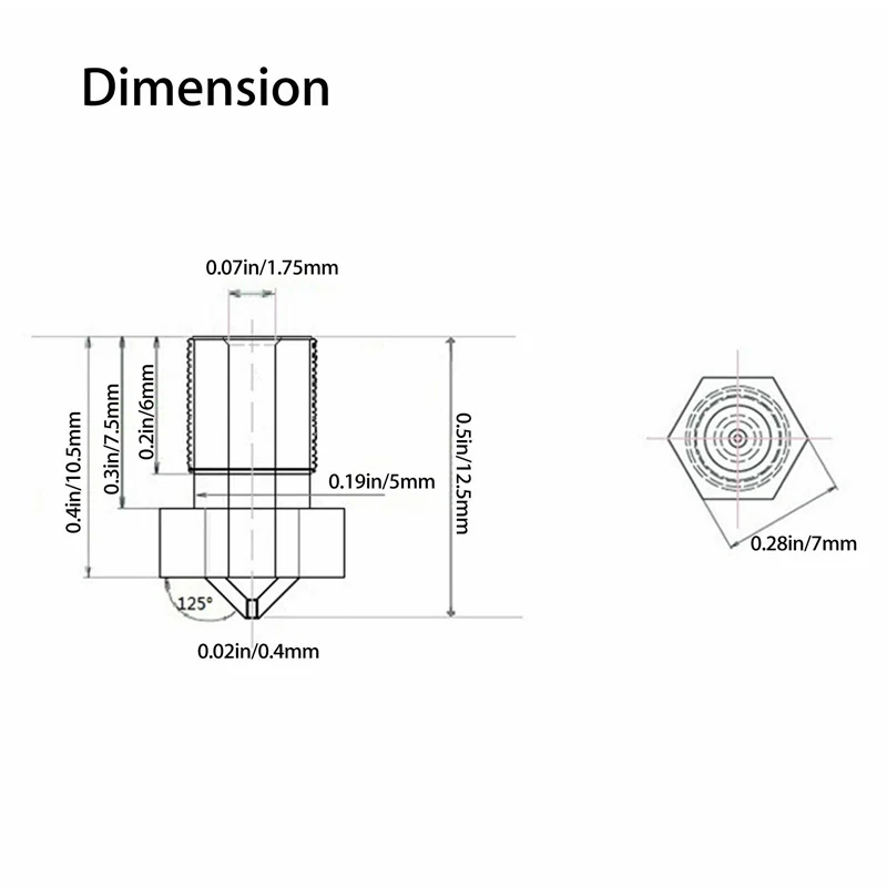 Латунная насадка для экструдера 10 шт. Печатная головка резьба 0 4 мм 1 75 3D принтера