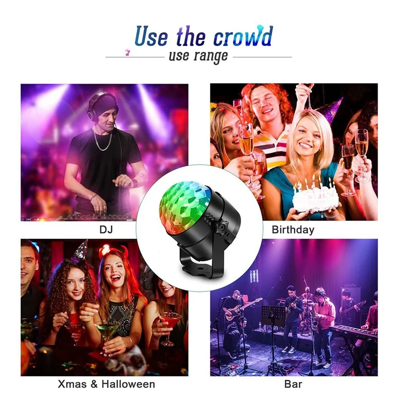 

3W RGB Disco Ball Party Stage Light Sound Activated USB Car DJ ic LED for Kid Gifts Club Birthday Bar Christmas with Remote