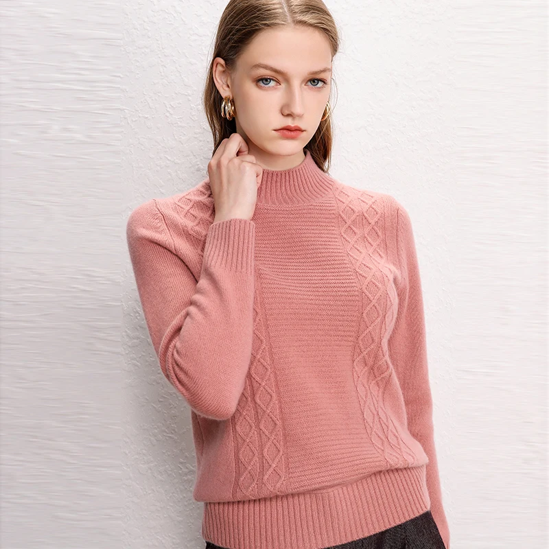 Женский вязаный кашемировый свитер с высоким воротом ALKMENE теплый мягкий