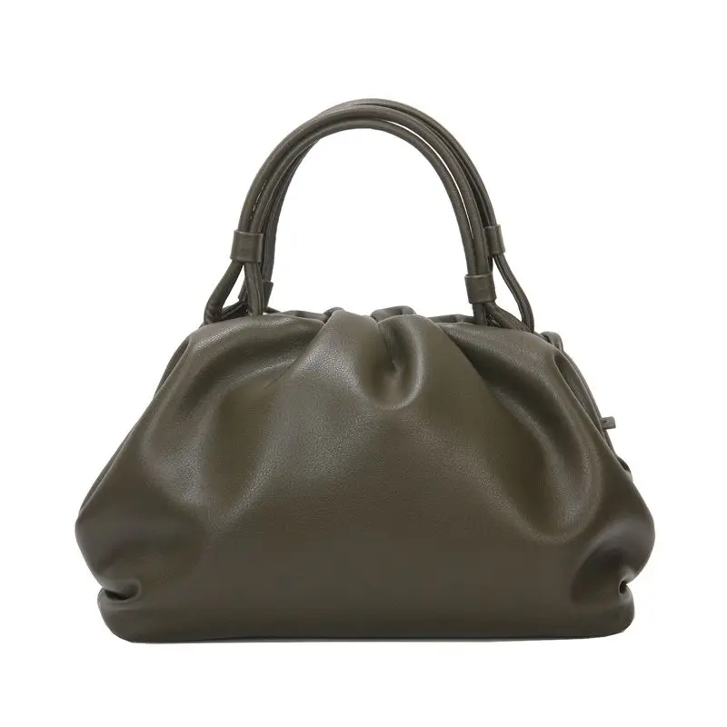 

WOONAM Women Fashion Top Hide Genuine Supply Calf Leather Frame Pleated Clasp Top Handle Shoulder Cross Body Bag BG2028