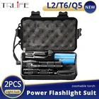 Ультра яркий светодиодный тактический фонарик аккумуляторная мини-лампа лм, фонарик L2 T6, фонарик с увеличением, фонарик 18650, аккумулятор, 2 шт.