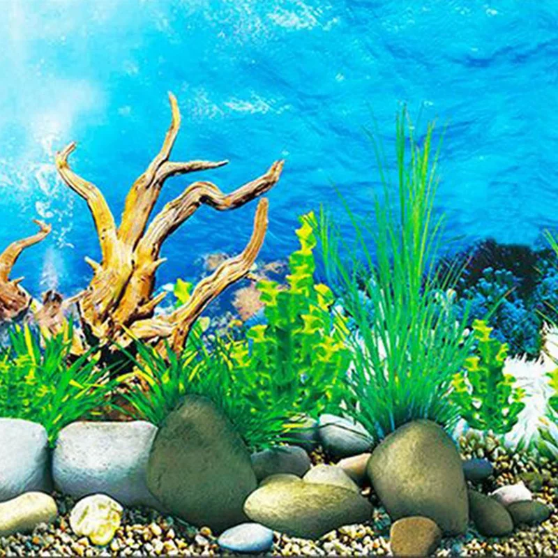 Aquarium background paper HD picture 3d three-dimensional fish tank wallpaper painting double sided aquarium decorati | Дом и сад