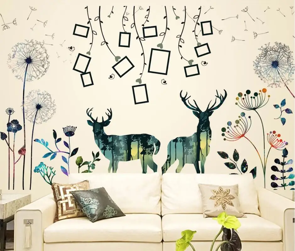 

AINYOOUSEM Bedroom fawn flower children background wall papier peint papel de parede wallpaper 3d wallpaper stickers