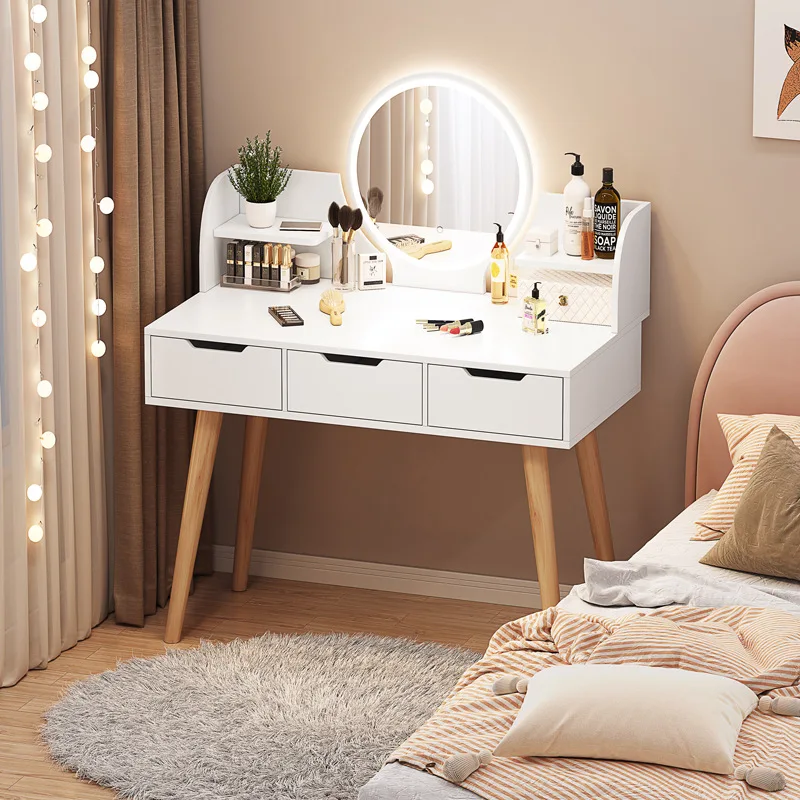 

100cm Mirrored Dresser Furniture Bedroom Furniture Storage Single Vanity Wooden Girls Storage Cabinet Modern Simple Makeup Table