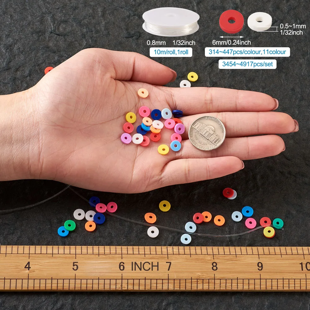 

1 Set Polymer Clay Heshi Beads Elastic Crystal Thread Metal Findings Mixed Color DIY Stretch Bracelets Making Kits Accessories